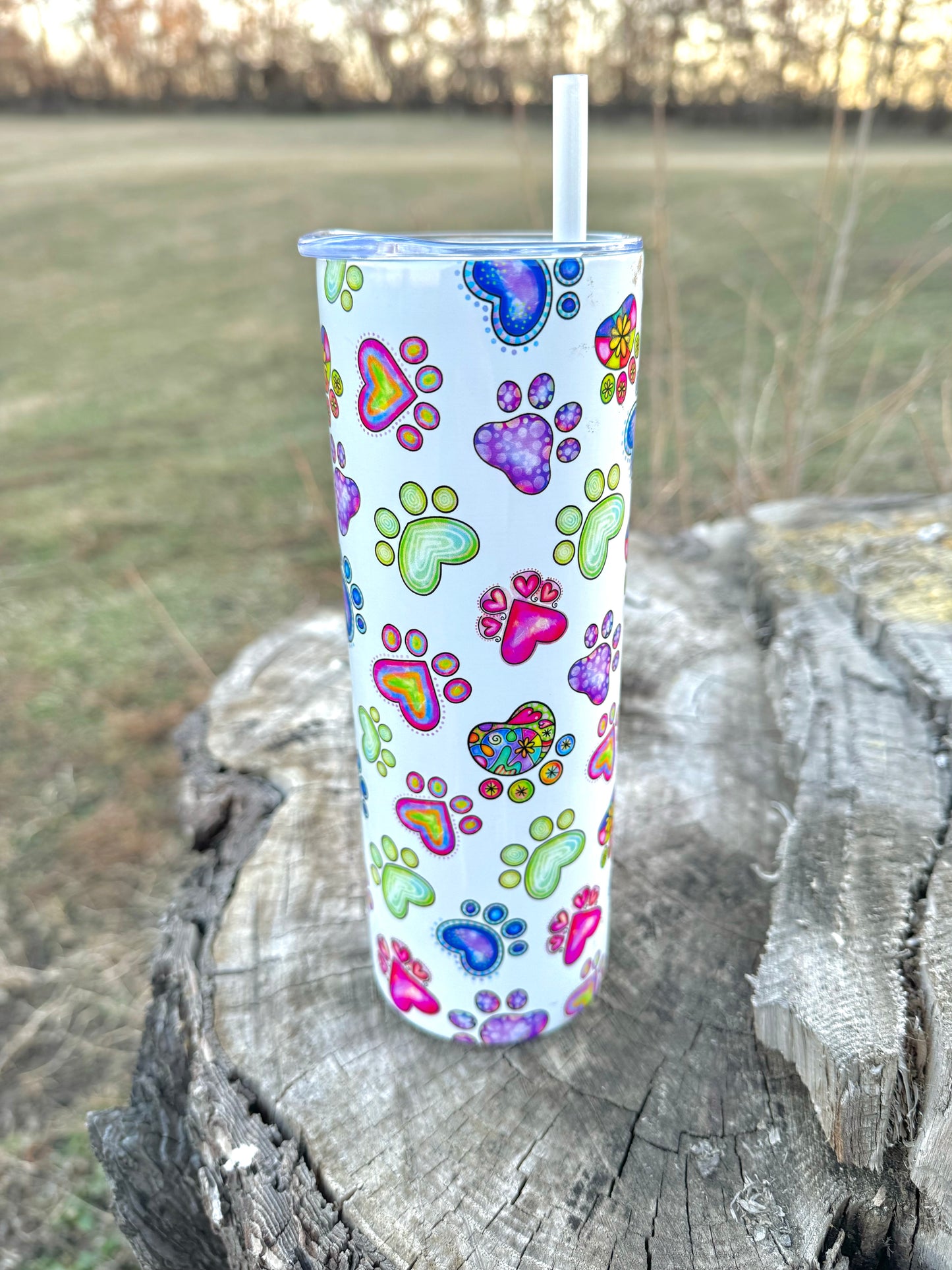 Rainbow Dog Paw 20oz Tumbler