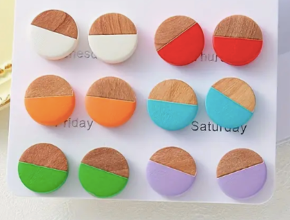 Vibrant Button Earrings (Select Color)