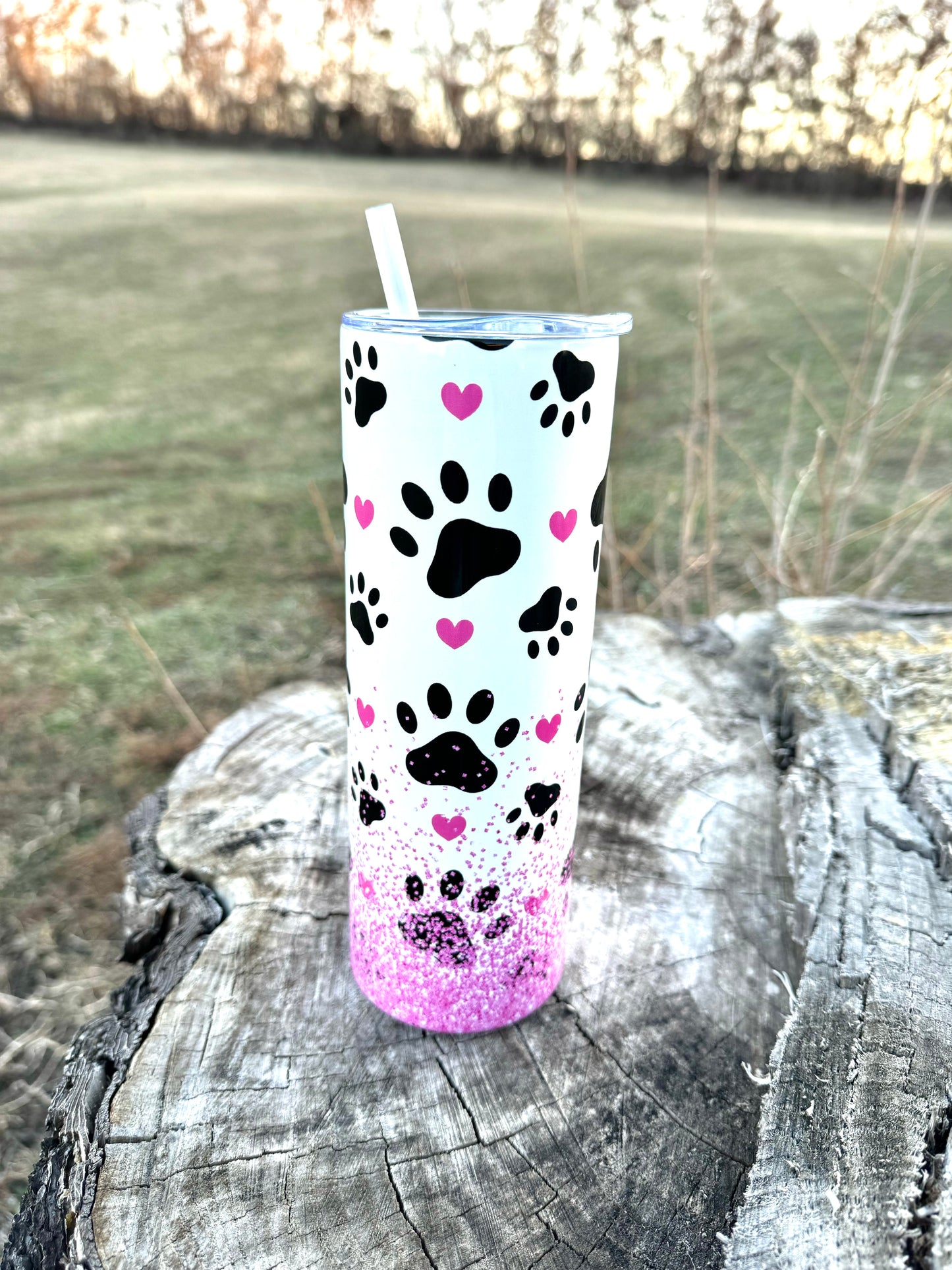Pink Glitter Pawz 20oz Tumbler
